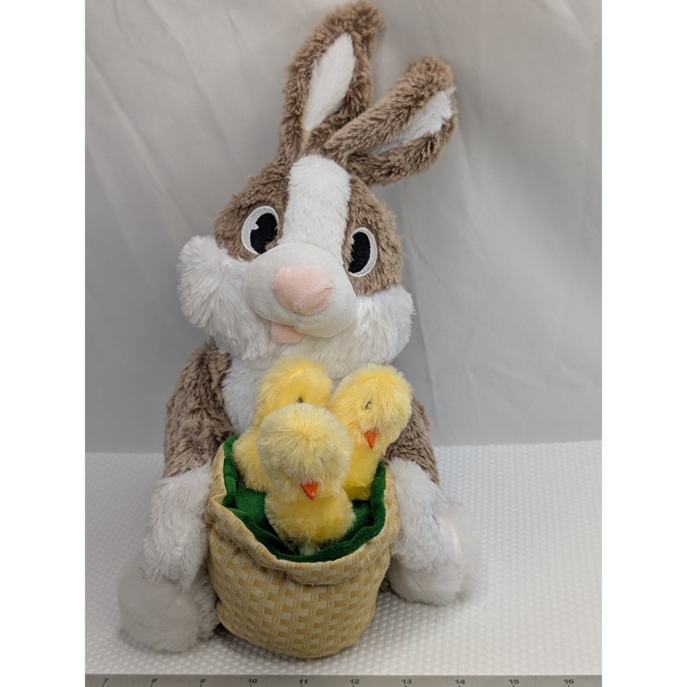 Gemmy Easter Rabbit Chicks Baskets Animated Plush Musical 16 Inch Stuffed Animal